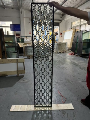Decorative beveled glass for wood doors  wiht black caming