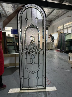 Decorative beveled glass for wood doors  wiht black caming